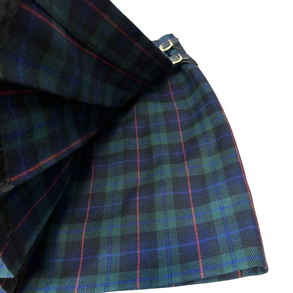 CARROLL REED Wool Plaid Pleated Skirt Size 10 Gold Buckle Detail - Picture 9 of 13